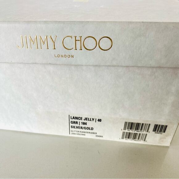 NEW JIMMY CHOO Lance Jelly Gladiator Silver Sparkle Double Strap Sandals 40 10 - Picture 11 of 15